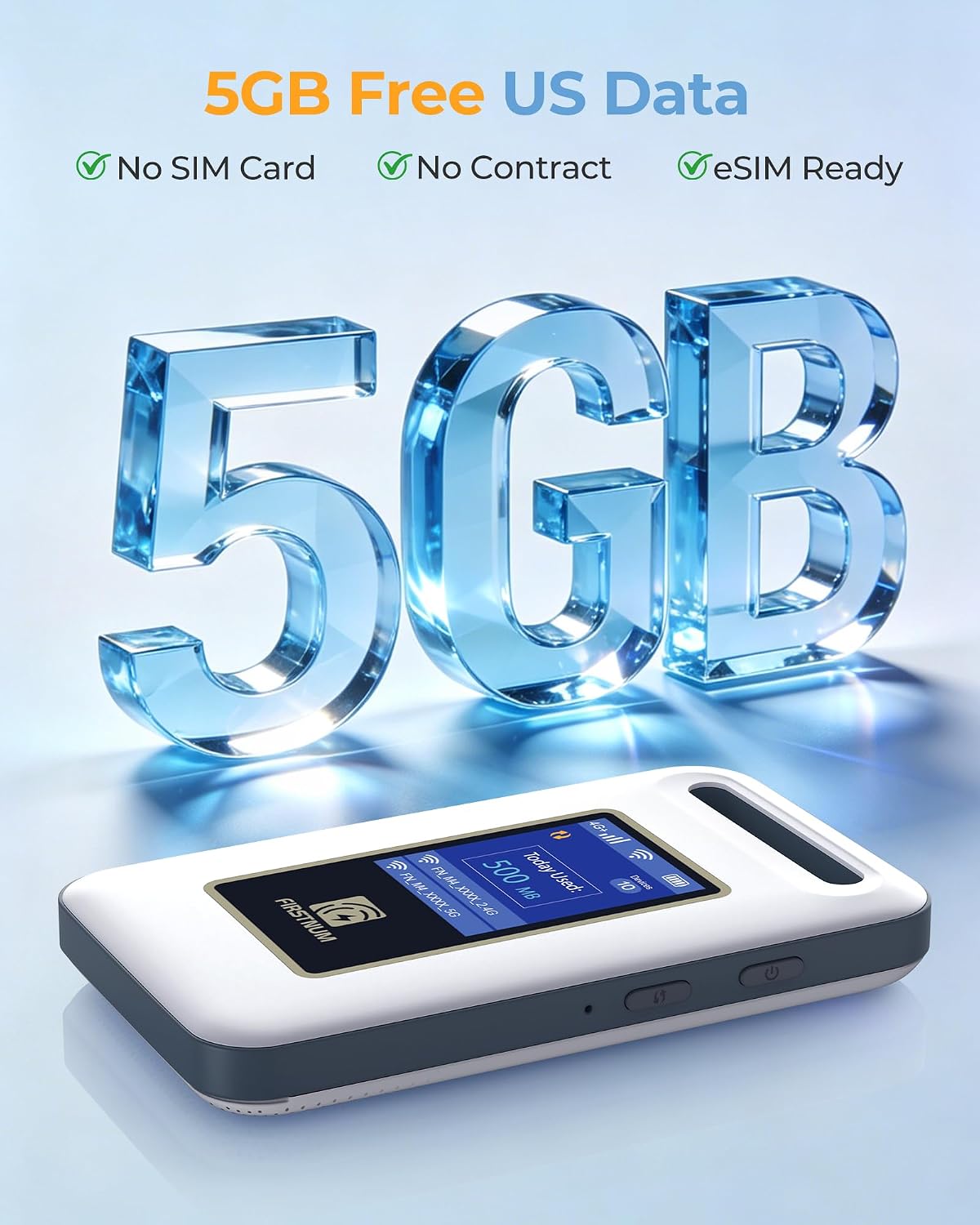 Portable WiFi Hotspot for Travel, Mobile Hotspot, 5GB Free US Data | M4 4G LTE No SIM Card or Contract Required, Pocket WiFi Device for RV & Outdoor Use, Connect Up to 10 Devices - Image 3