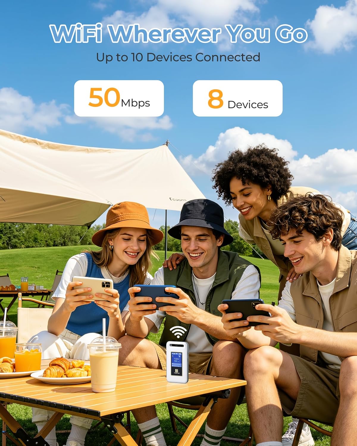 Portable WiFi Hotspot for Travel, Mobile Hotspot, 5GB Free US Data | M4 4G LTE No SIM Card or Contract Required, Pocket WiFi Device for RV & Outdoor Use, Connect Up to 10 Devices - Image 4