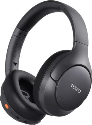 TOZO HT3 Hybrid Noise Cancelling Wireless Headphones, 90H Over Ear Headset | Hi Res Audio, AI Voice Assistant, Dual Device Connection, 32 Custom EQs, Built In 5 Mics, ANC, Foldable, Bluetooth 6.0 Black
